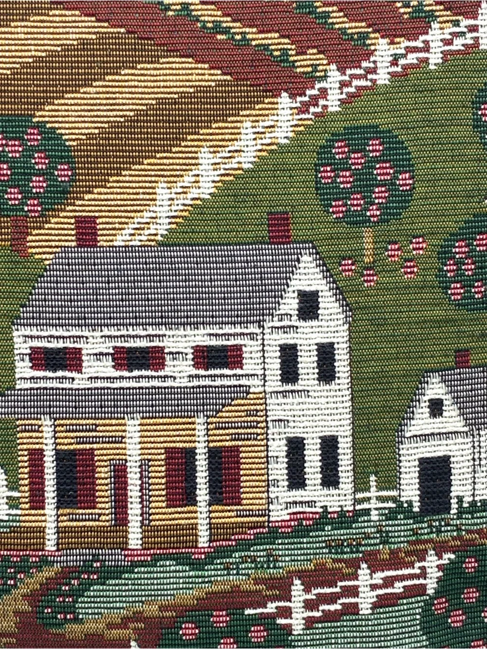 Vintage Farm Scene Tapestry Pillow Apple Orchard Cow USA Made